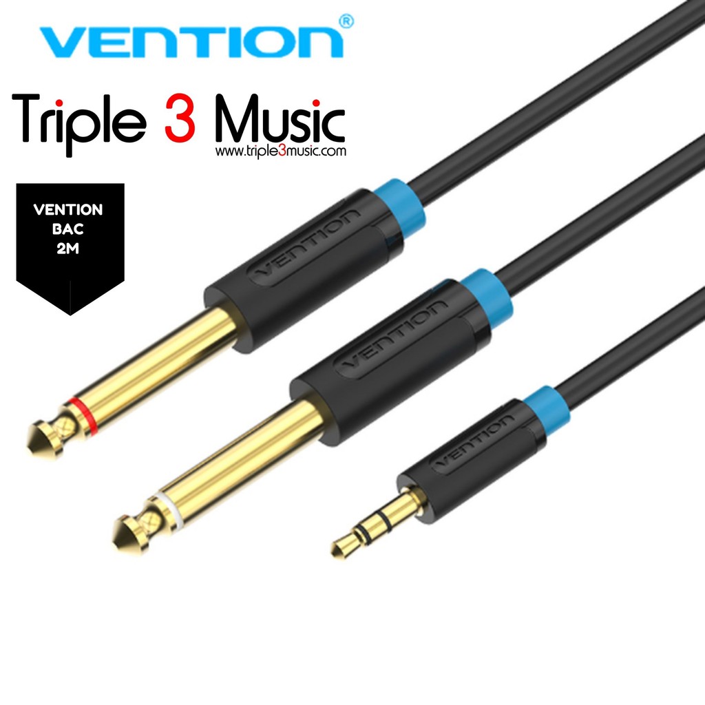 Vention BAC - 2M Kabel 2 TS 6.5mm ke 3.5mm kabel komputer ke speaker