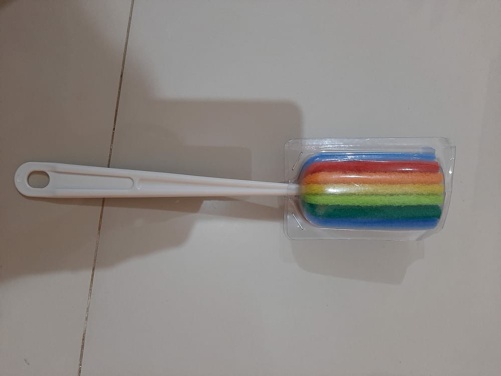 Wei Sikat Spon Pembersih Botol Dengan Gagang Panjang, Warna Pelangi
