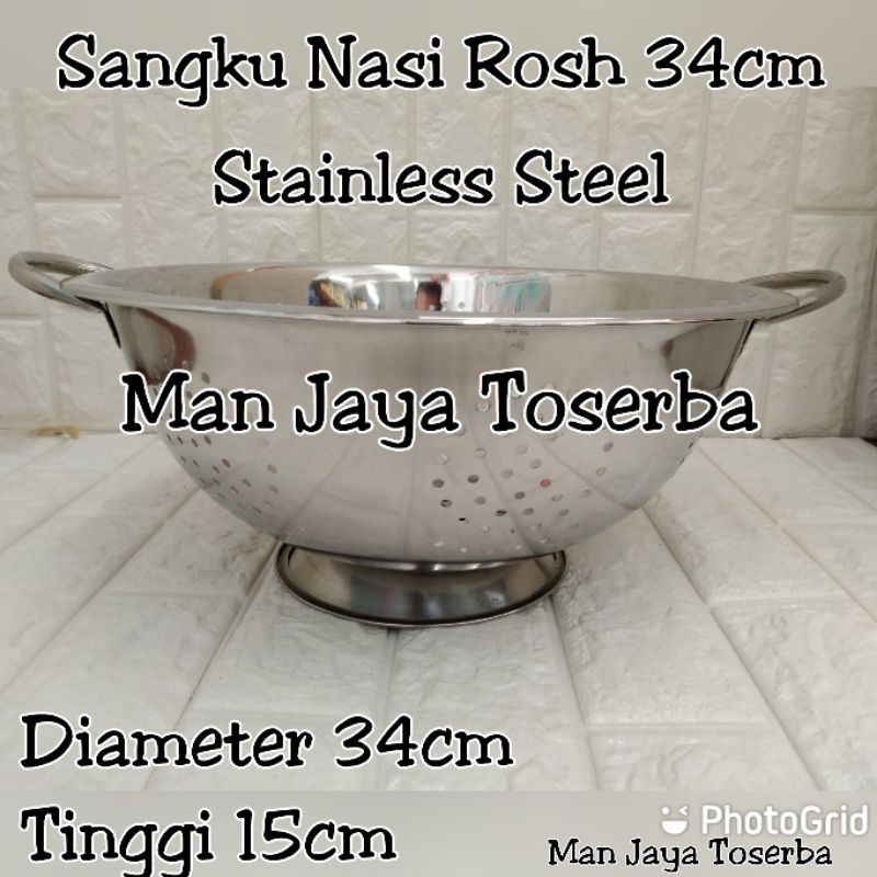 Sangku Nasi Rosh Stainless Steel 34cm / Sangku Nasi Stainles 34cm