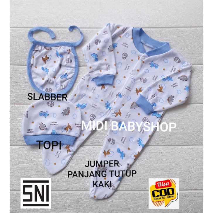 3 in 1 set Jumper bayi premium motif lucu 0-6 Bulan / Baju kodok bayi premium motif lucu SNI