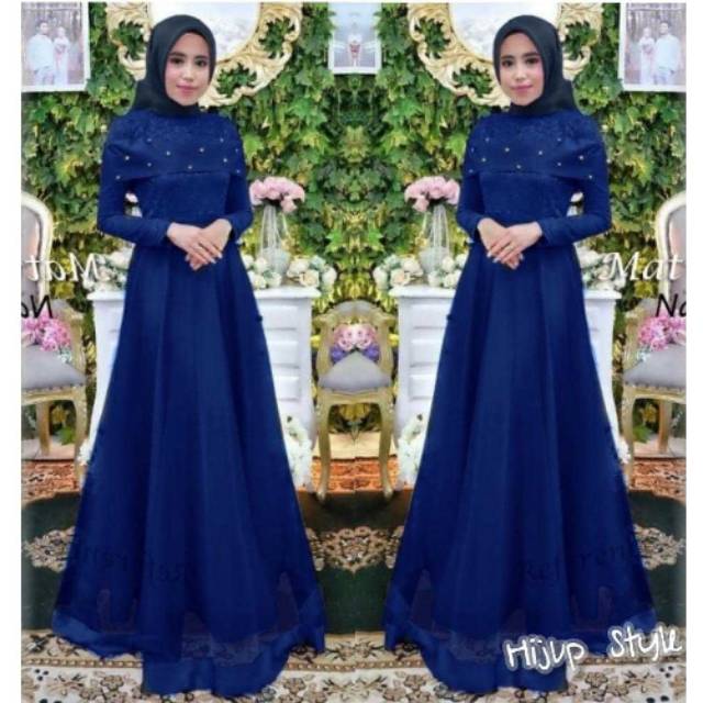 RR Fashion Muslim Pakaian Muslim Baju Hijab Dress Muslim Gamis Maxi Brukat TULLE 5 warna