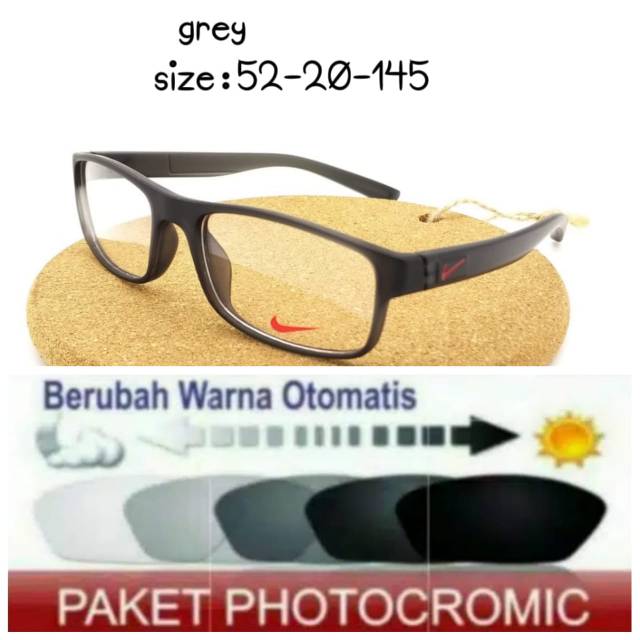 Frame Kacamata Pria Sporty Free Lensa Photocromic Minus Anti UV Plus Kaca mata Terbaru