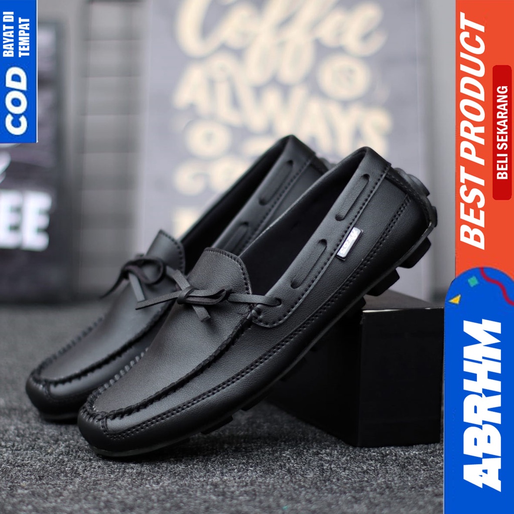 Sepatu Formal Pantofel Kerja Kantor Hitam Pria Original Abrhm Houston