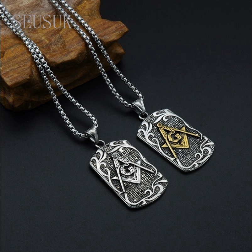 SeuSuk Vintage Jewelry Necklace Symbol Masonic Charm Pendants Statement Necklace