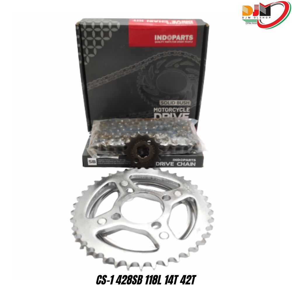 INDOPARTS Gear Set Paket Honda Cs-1  CS1 KWC Rantai 428SB-118L-14T-42T