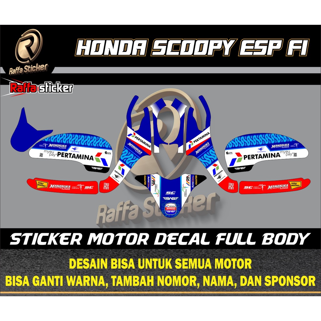 Decal Scoopy Karbu Full Body Stiker Scoopy Karbu Dekal Scoopy Karbu Pertamina Mandalika Racing Team