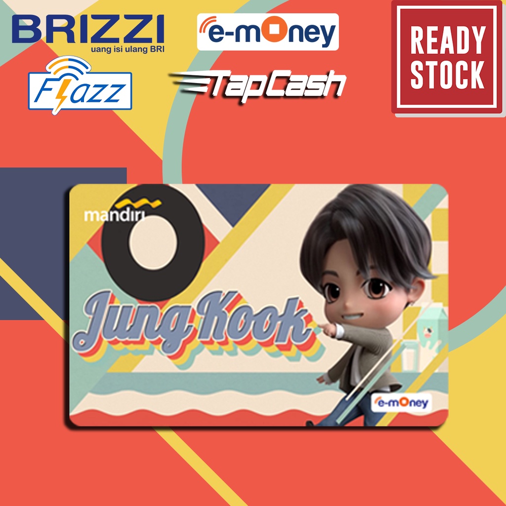 Emoney mandiri flazz bca gen 2 brizzi tap cash custom BTS TINY TAN ARMY jimin, jungkook, v, rm, j-hope, jin, suga kartu e toll free edit 1 sisi atau 2 sisi cocok untuk komunitas dan souvenir