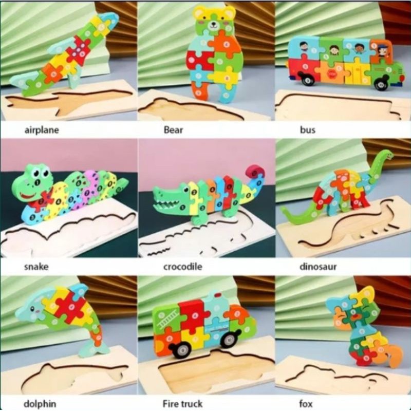 Mainan Puzzle Kayu Anak 3D Jigsaw puzzle Lucu