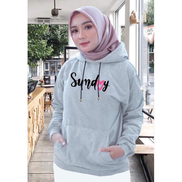 Sweater Hoodie Wanita sunday / Sweater Hoodie Korean Style / Sweater Terbaru 2020 / Sweater Tebal / Sweatshirt Hoodie Wanita