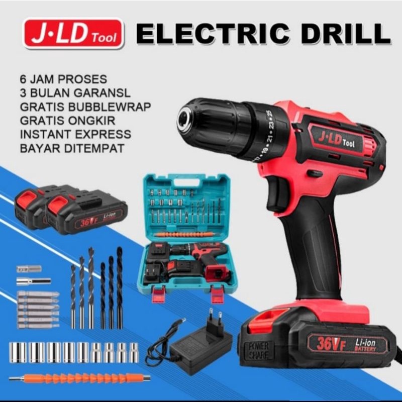 CANGGIH BOR BATERAI 36V JLD CORDLESS DRILL 36V JLD IMPACT DRILL
