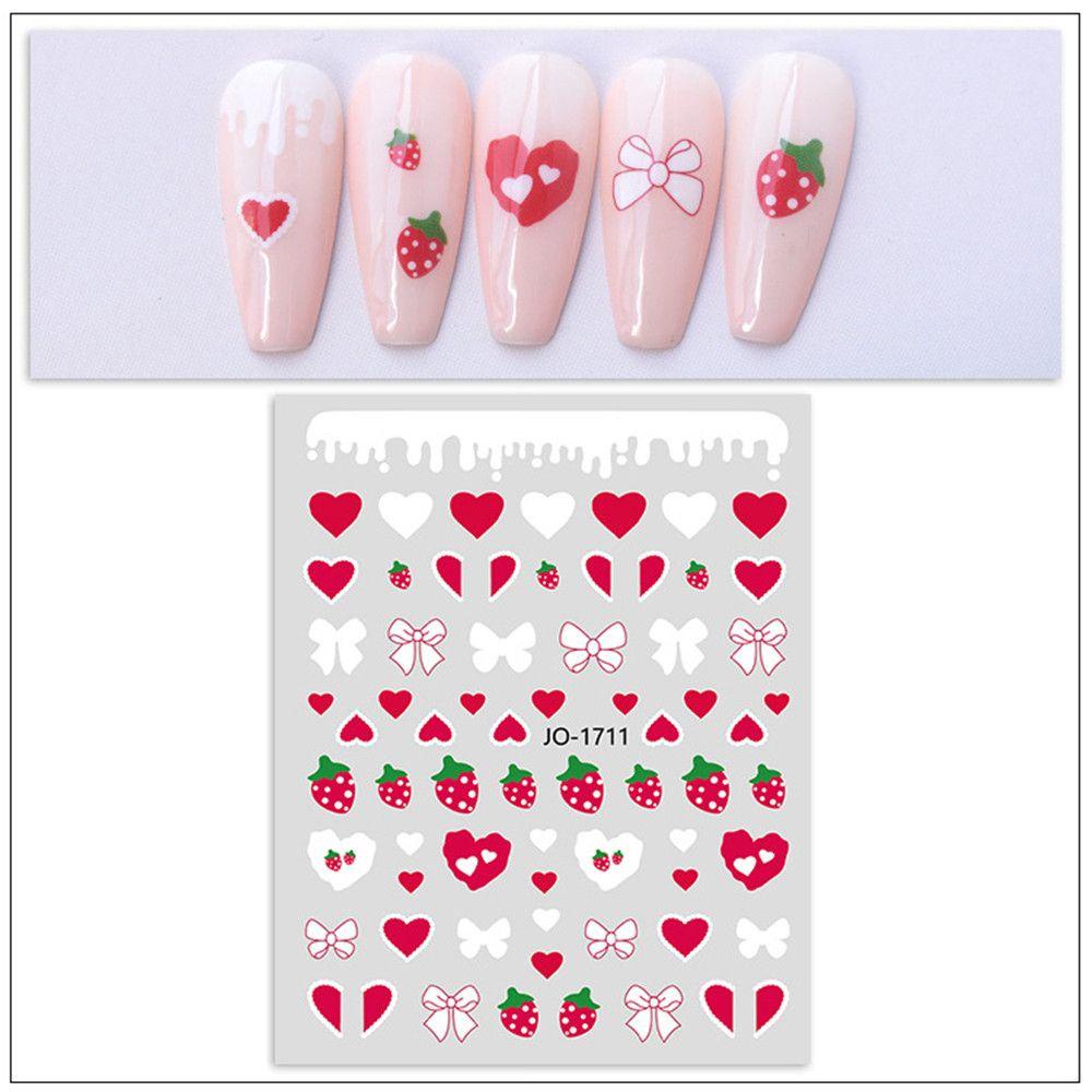 Solighter Stiker Kuku DIY Manicure Love Heart Flowers Strawberry