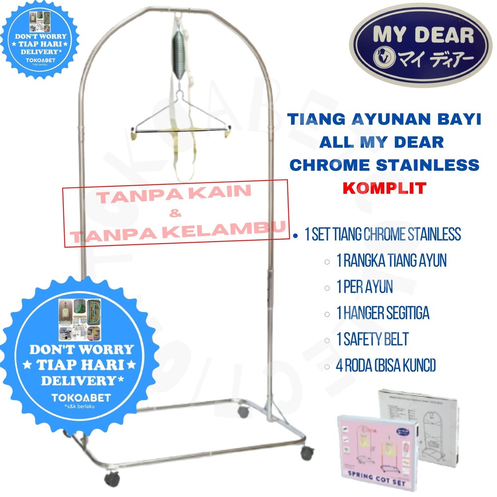 RANGKA AYUNAN BAYI DAN ANAK TIANG AYUNAN BAYI CHROME STAINLESS VARIASI MERK ALL MY DEAR TOKOABET