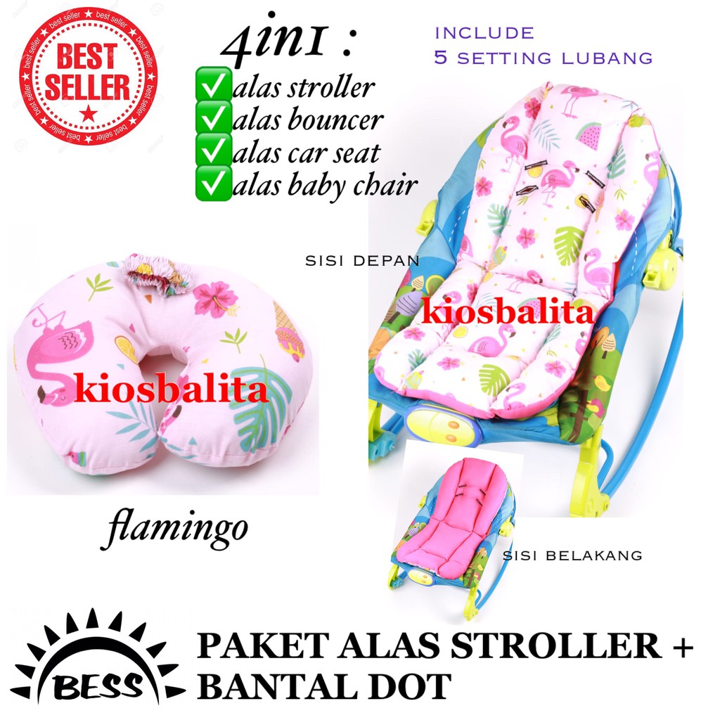 PAKET ALAS STROLLER 4IN1 UNIVERSAL ALAS CAR SEAT ALAS BOUNCER + BANTAL DOT BAYI