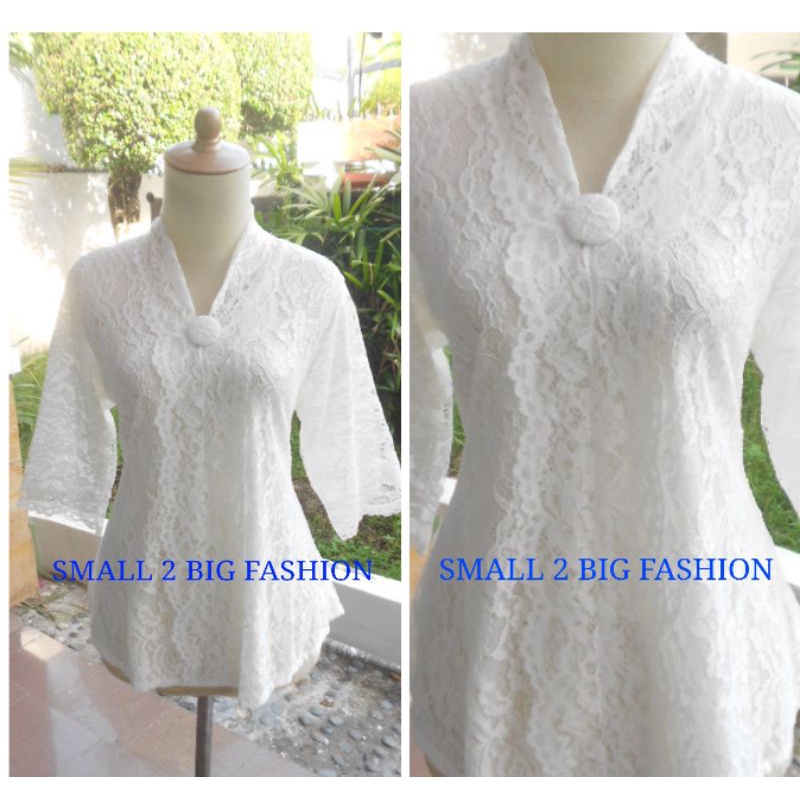 atasan brokat putih paskah natal gereja / baju atasan brukat putih l xl xxl