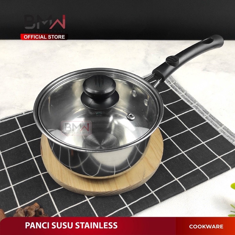 Panci Susu Milk Pot Stainless Tutup Kaca Tebal Ukuran 20