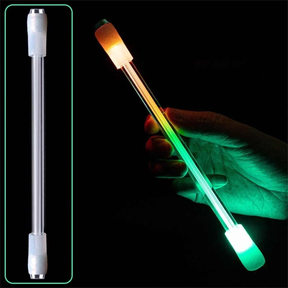 QUINTON Hand Game LED Rotating Pen Anti-Stress Spiner Pen Spinning Pen LED Light Student Gift Release Pressure Cell Batteries Powered Light-Up Toys Acrylic Twirling Pen