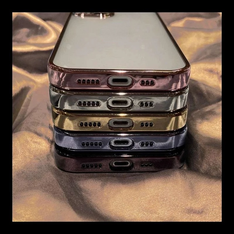 Soft Case Silikon TPU Transparan Frame Kotak Cover iPhone 13 Pro Max 12 11 Pro Max X XS XR 7 8 Plus SE