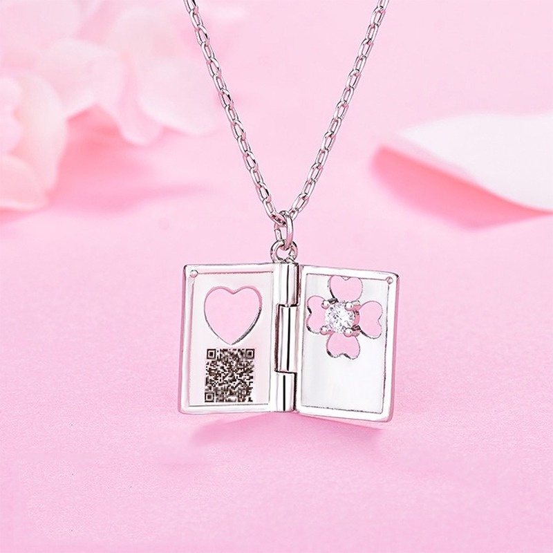 New Product Creative Design Unique and Romantic Diamond-Embedded Love Letter Can Carve Writing Pendant Clavicle Chain