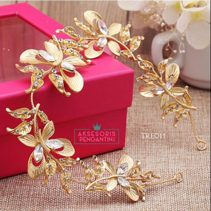 [SIAP KIRIM] AKSESORIS PENGANTIN TIARA WEDDING MAHKOTA BRIDAL HAIRBAND GOLD TRE011