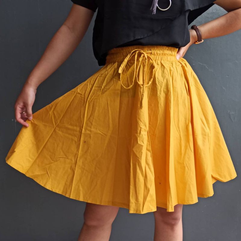 ROK PENDEK NEW FLARE KARET MURAH BERNICE SKIRT SISA EKSPOR