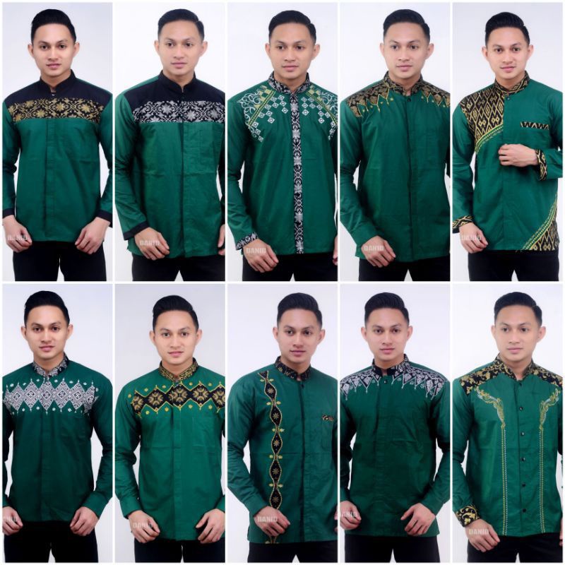 KEMKO BATIK / KURTA LENGAN PANJANG HIJAU / KOKO BATIK