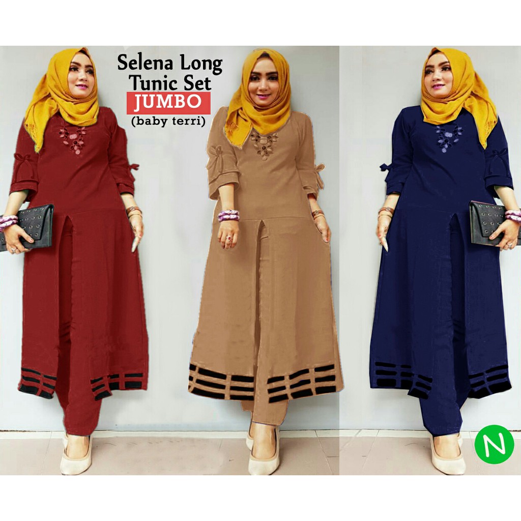 Terbaru 2020 Stelan SELENA long tunik, Maxi selena  Tunik Selena