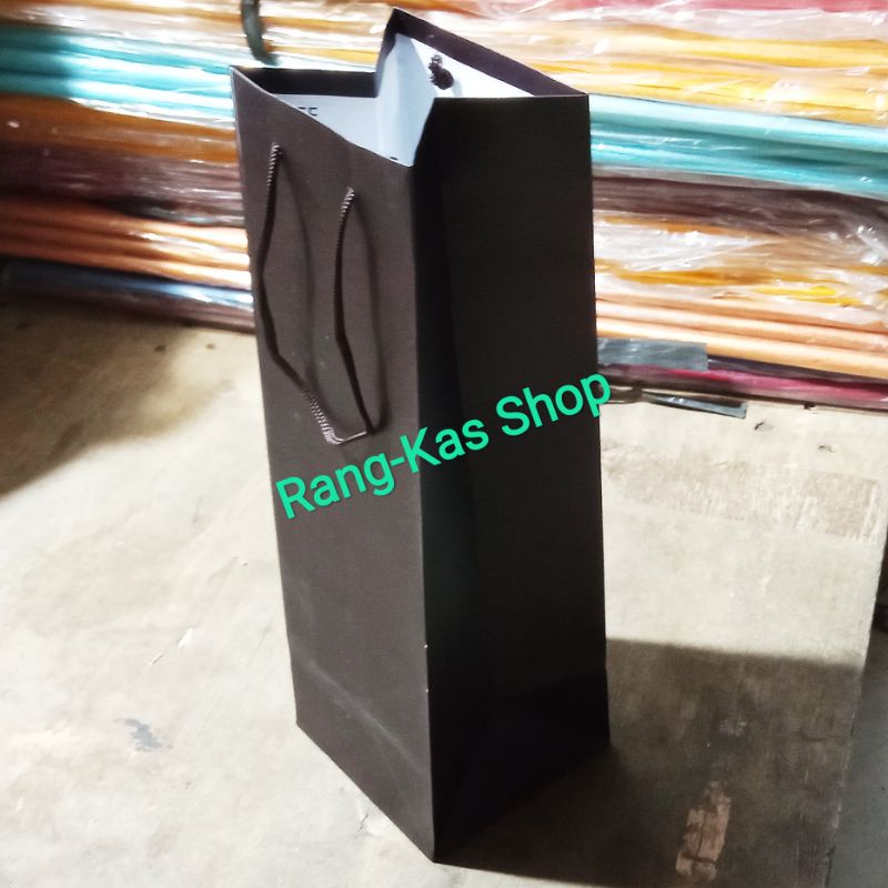 

Paper bag Botol Wine / Madu ivory Coklat Tua