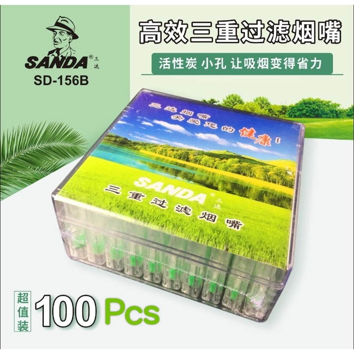 Bayar Ditempat - Pipa Filter Rok0k SANDA holder 156B ( isi 100 ) / Penyaring Nikotin / Filter Pipa E