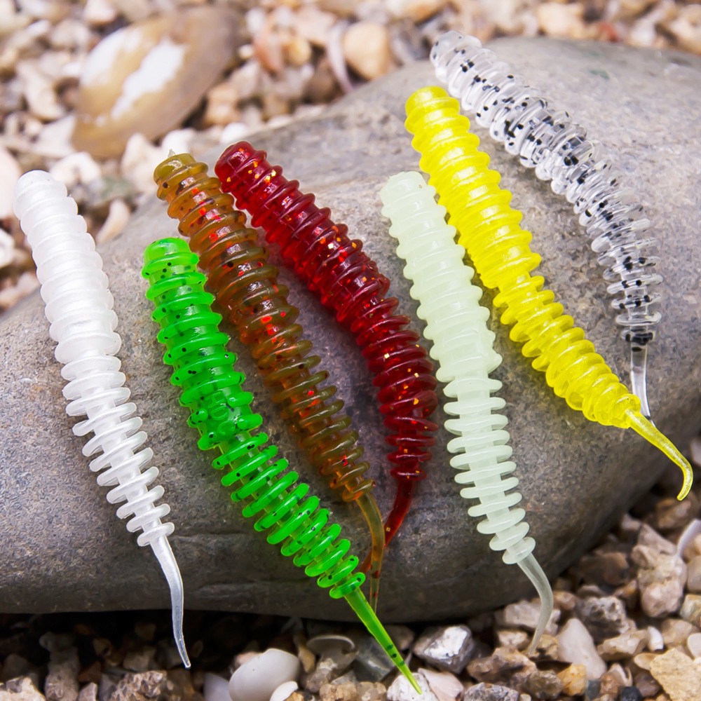 Shengyao 5pc Umpan Pancing Soft Bait Bentuk Cacing Ukuran 6.5cm 1.2g Fishing Lure Ikan Bass Bait