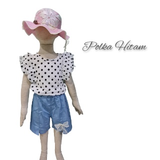 Setelan Anak Perempuan RERE Baju Anak Bayi Motif Polkadot Import