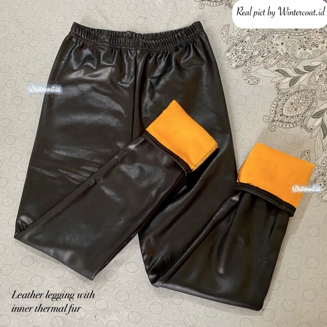 READY INDONESIA Celana legging kulit wanita musim dingin leather pants women cewek inner fur winter