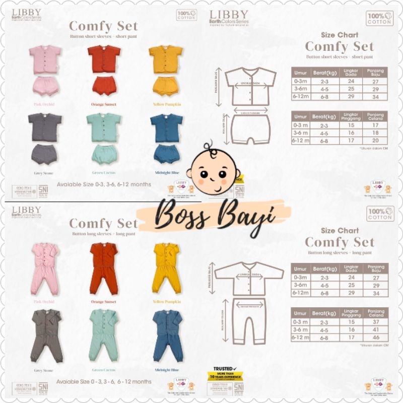 LIBBY EARTH SERIES - COMFY SET Setelan Kancing Depan PENDEK