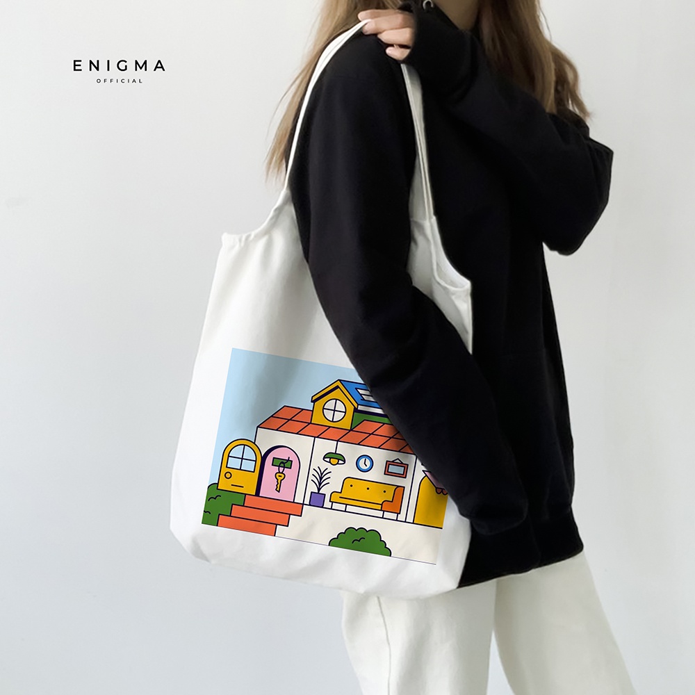 TERBARU TOTEBAG KANVAS PREMIUM ENIGMA TAS WANITA TOTE BAG WANITA TOTEBAG AESTHETIC