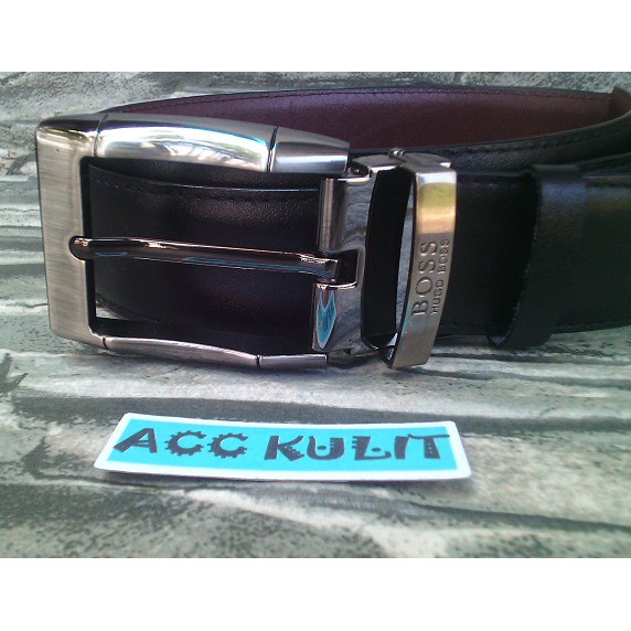 SABUK KULIT ASLI PRIA MODEL TUSUK MERK BOSS / CROCODILE