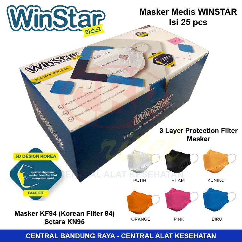 WINSTAR Masker 3 Ply KF94 - Face Fit Protective Meltblown - isi 25pcs