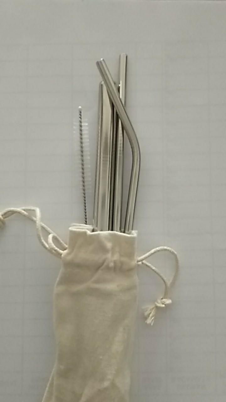 Set 5pcs Sedotan Minuman Dengan Bahan Stainless Steel Dan Warna Putih Stainless Steel Straw Straws