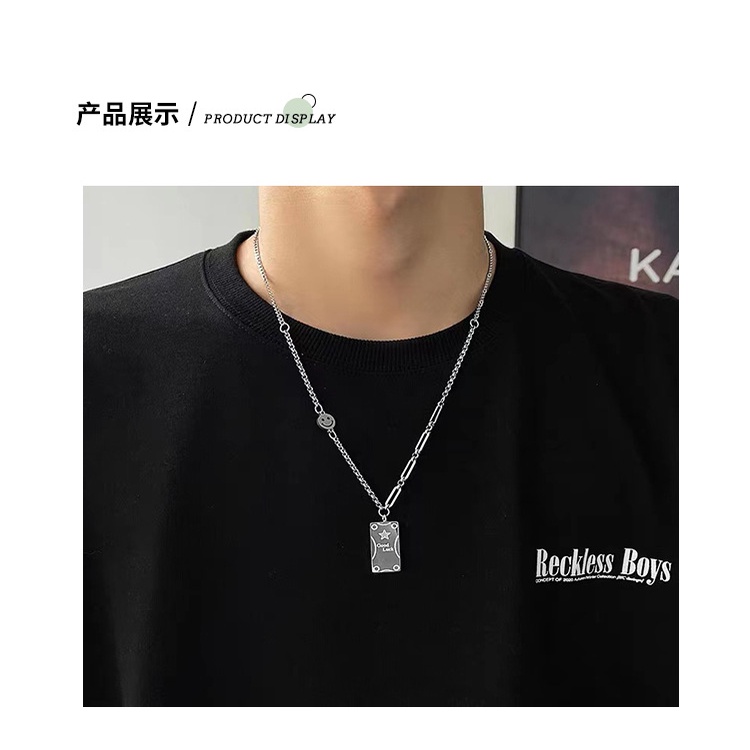 Jepang dan Korea gaya pribadi hip hop titanium steel kalung pria dan wanita yang sama gaya elegan pa