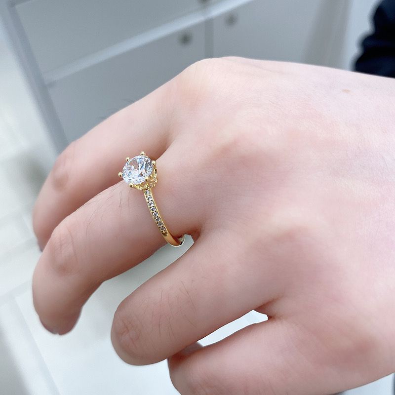 Pandora Cincin 925 Silver Gold 18K Bentuk Mahkota Aksen Berlian Cubic Zirconia Untuk Wanita