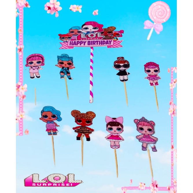 

Topper kue karakter LOL/hiasan kue ulangtahun/ topper happy birthday/cupcake topper