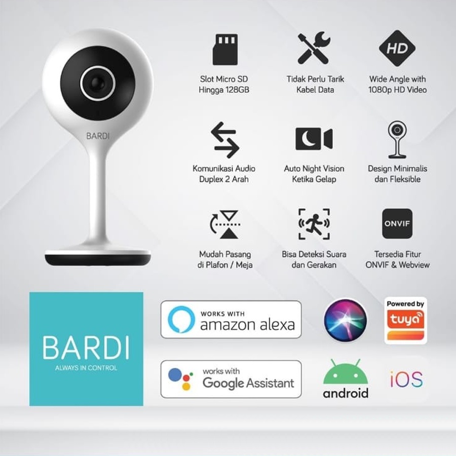 BARDI Smart Indoor STC IP Camera Static 1080p HD CCTV IPCAM Wifi IoT Home Automation iOS Android