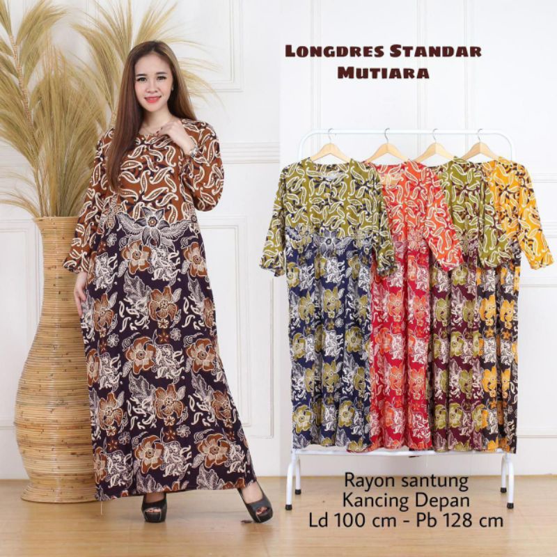 Longdres Batik Daster Batik Lengan Panjang Kekinian