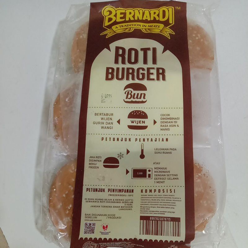 

ROTI BURGER WIJEN BERNARDI 300 GR ISI 6 BIJI