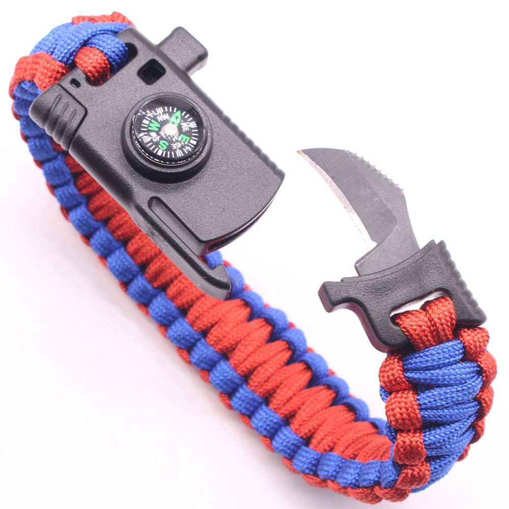 Overview of Gelang Kompas Peluit Pisau Multifungsi Survival Tools EDC Parachute Cord Bracelet - B002-6PACKAGE CONTENTS