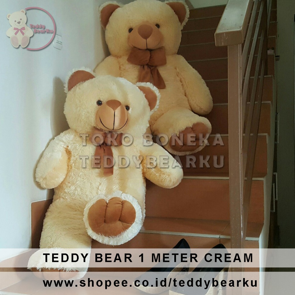 Boneka Teddy Bear Jumbo 1 Meter Warna Cream Khas Bandung