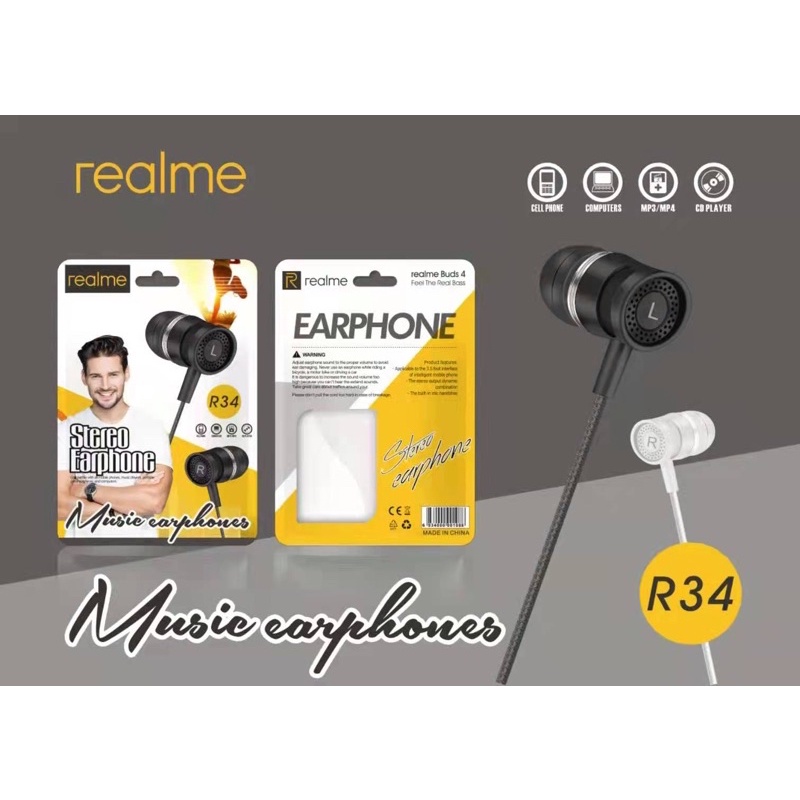 HANDSFREE REALME BUDS R-34 PURE BASS EARPHONE