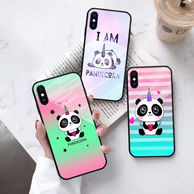 [K51] SoftCase Glass Panda For Oppo Vivo Xiaomi Samsung Iphone Realme a52 a91 a92 a12 a31