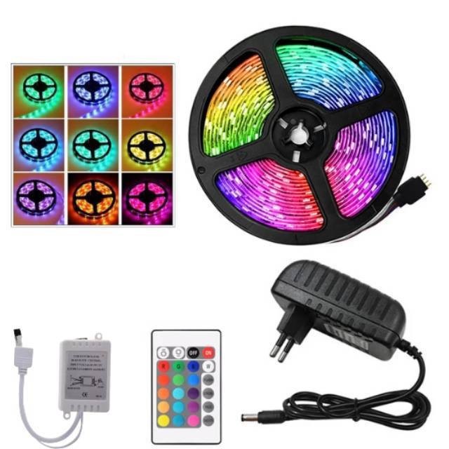 Lampu LED Strip Tumblr Hias SMD 3528 RGB IP44 Warna Warni 12v 5 Meter