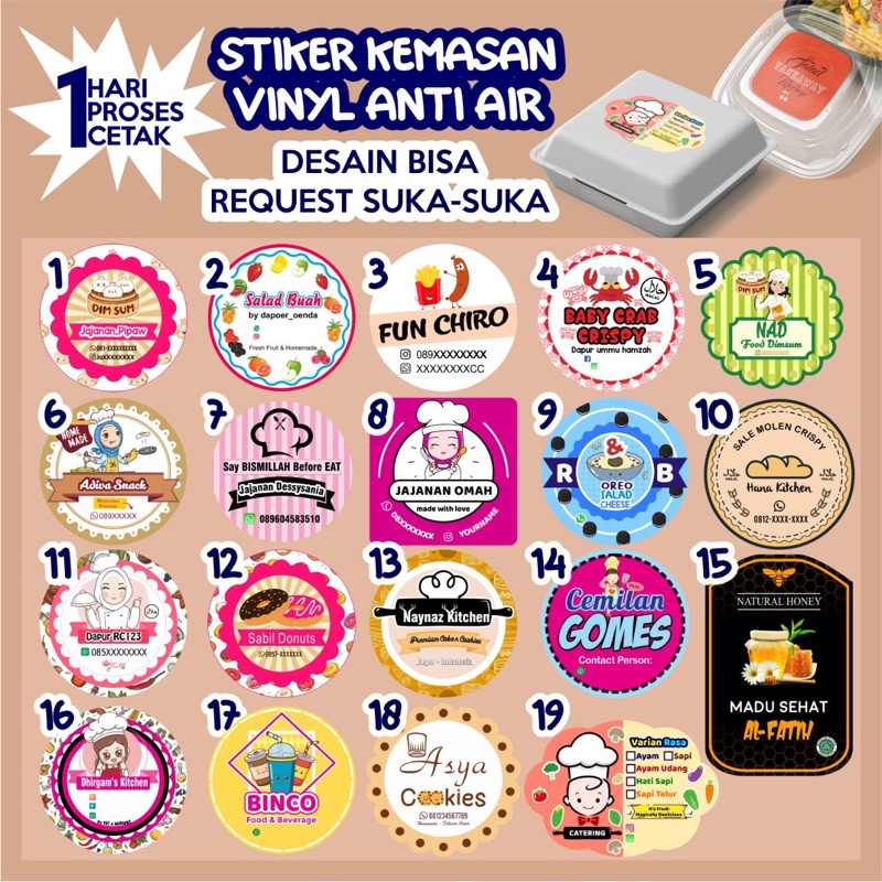 Cetak Stiker Label Kemasan Kromo Cutting Bulat atau Kotak Cocok Unt. Cup Minuman/Makanan