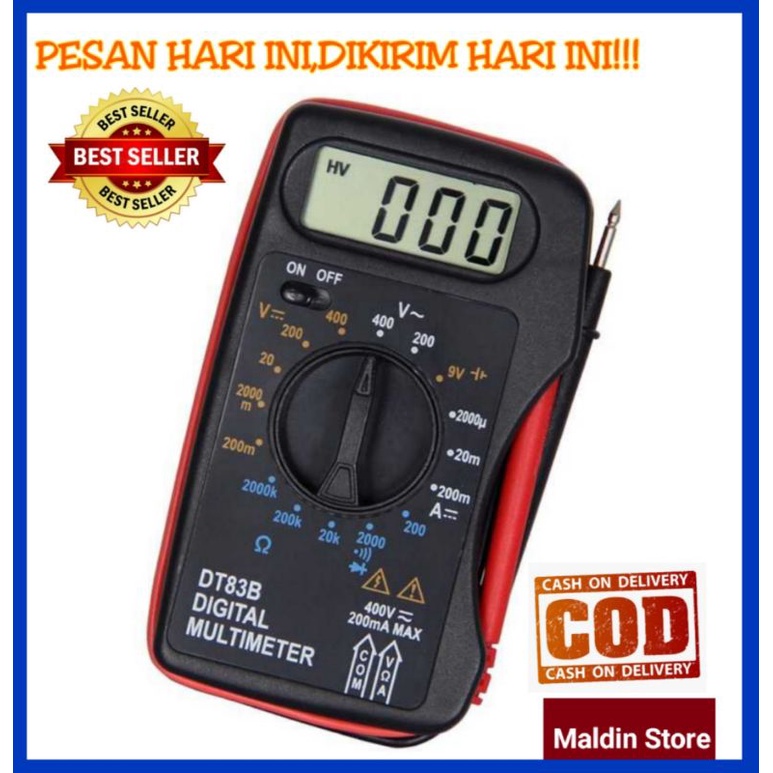 Alat Ukur Kelistrikan Multimeter Multitester Avometer Digital Mini DT-83B Multitester Avometer Murah