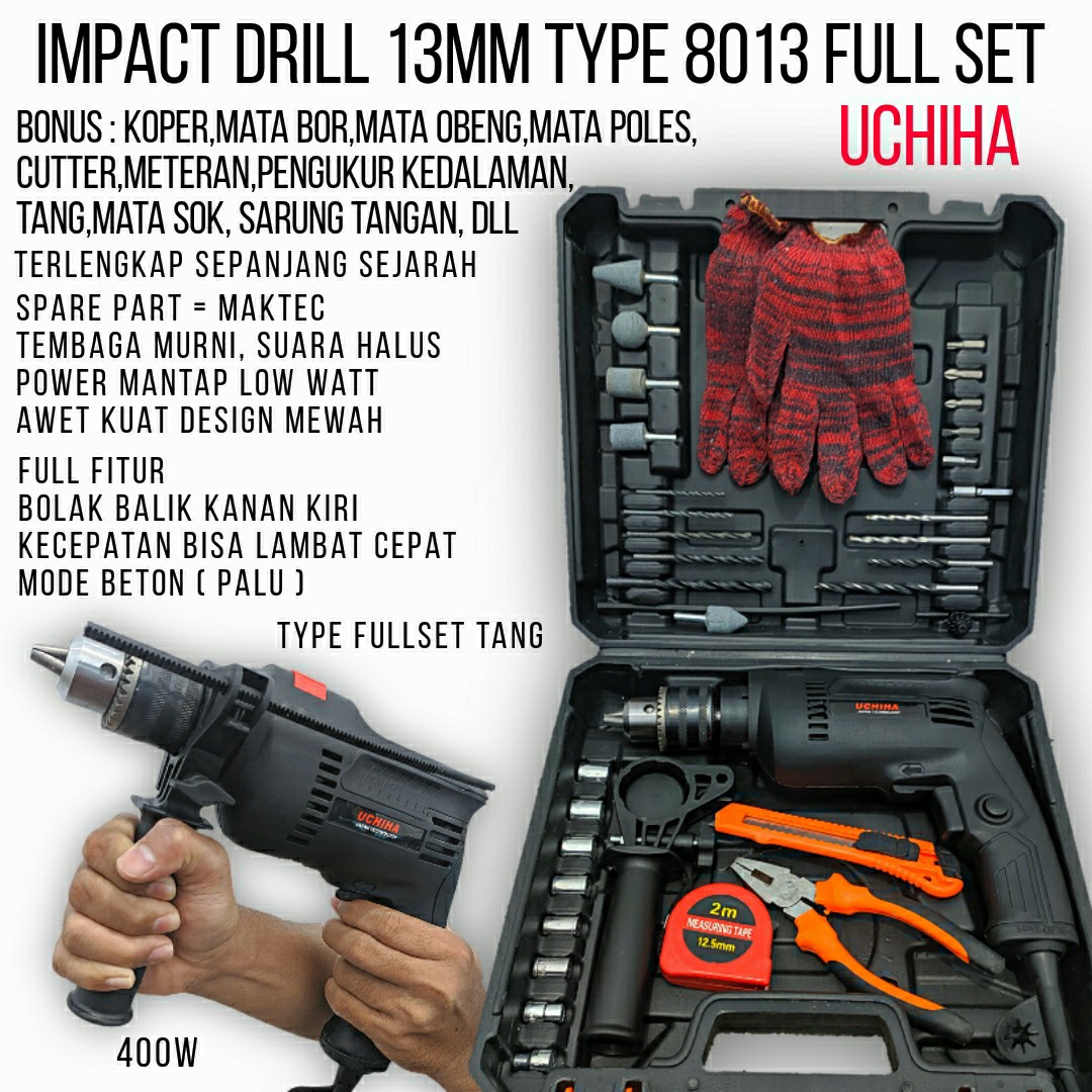 Promo Mesin Bor Lmpec Koper Drill Tangan 13mm Uchiha Japan Uciha Impak Beton Besi Kayu